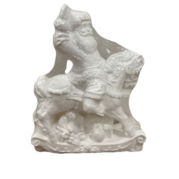 California Creations Plaster Cast #10253 Rocking Horse Santa Creative Crafts NEW - Picture 3 of 3